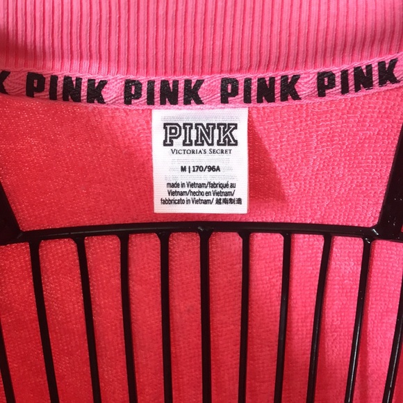 PINK Victoria’s Secret Half Zippered Pink & White Sweatshirt - Picture 7 of 8